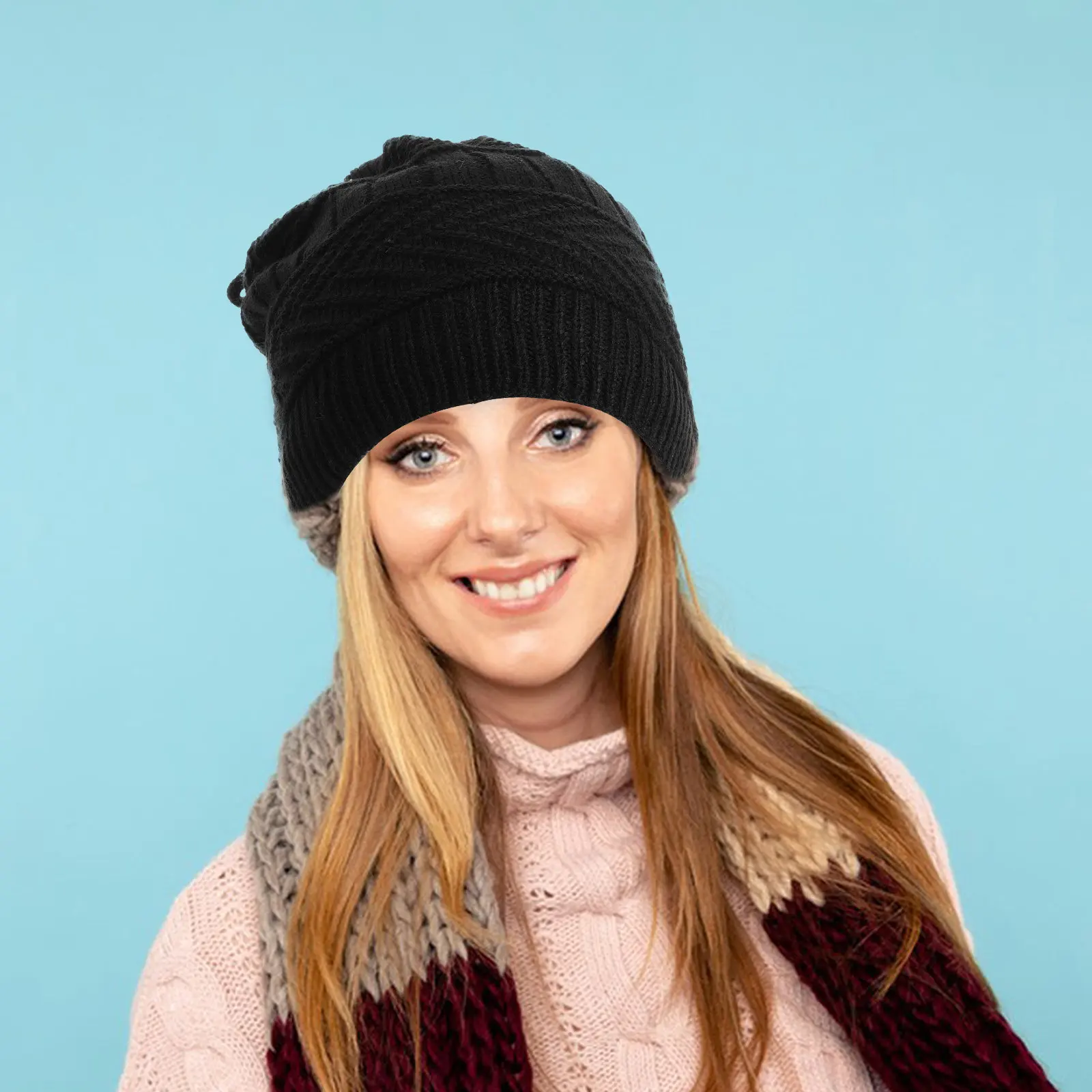 

USB-шапка с подогревом, классическая черная вязаная зимняя шапка с отстегивающейся подкладкой, многофункциональная для улицы, с функцией шарфа-снуда, теплая шапка-шарф для шеи