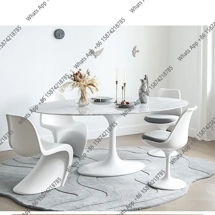 

Овальный обеденный стол Tulip в средневековом французском ретро-стиле, дизайнерский, из мрамора, класса люкс