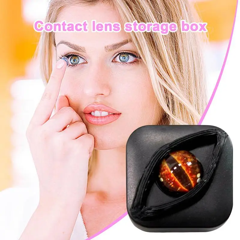 Contact Lens Organizer Case box Horrible Eyes Contact Lens Storage Container Portable Halloween Theme Eye Care Kit with Tweezers