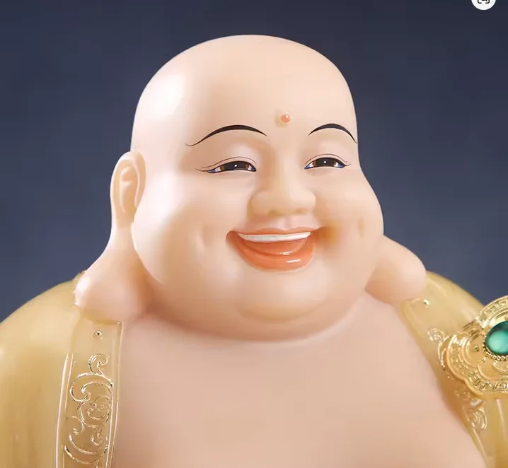 26cm painting White marble Maitreya Buddha statue China Happy buddha Metteyya sculpture