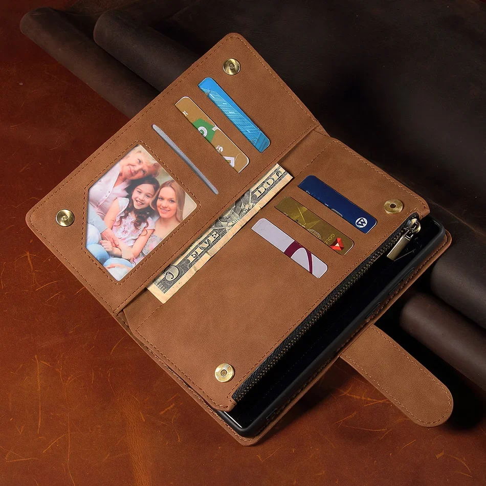 Zipper Wallet Leather Case For iPhone 13 12 Mini 11 Pro XS Max XR X 8 7 6 6S Plus SE 2020 Doka Multi-Card Slots Phone Cover Etui