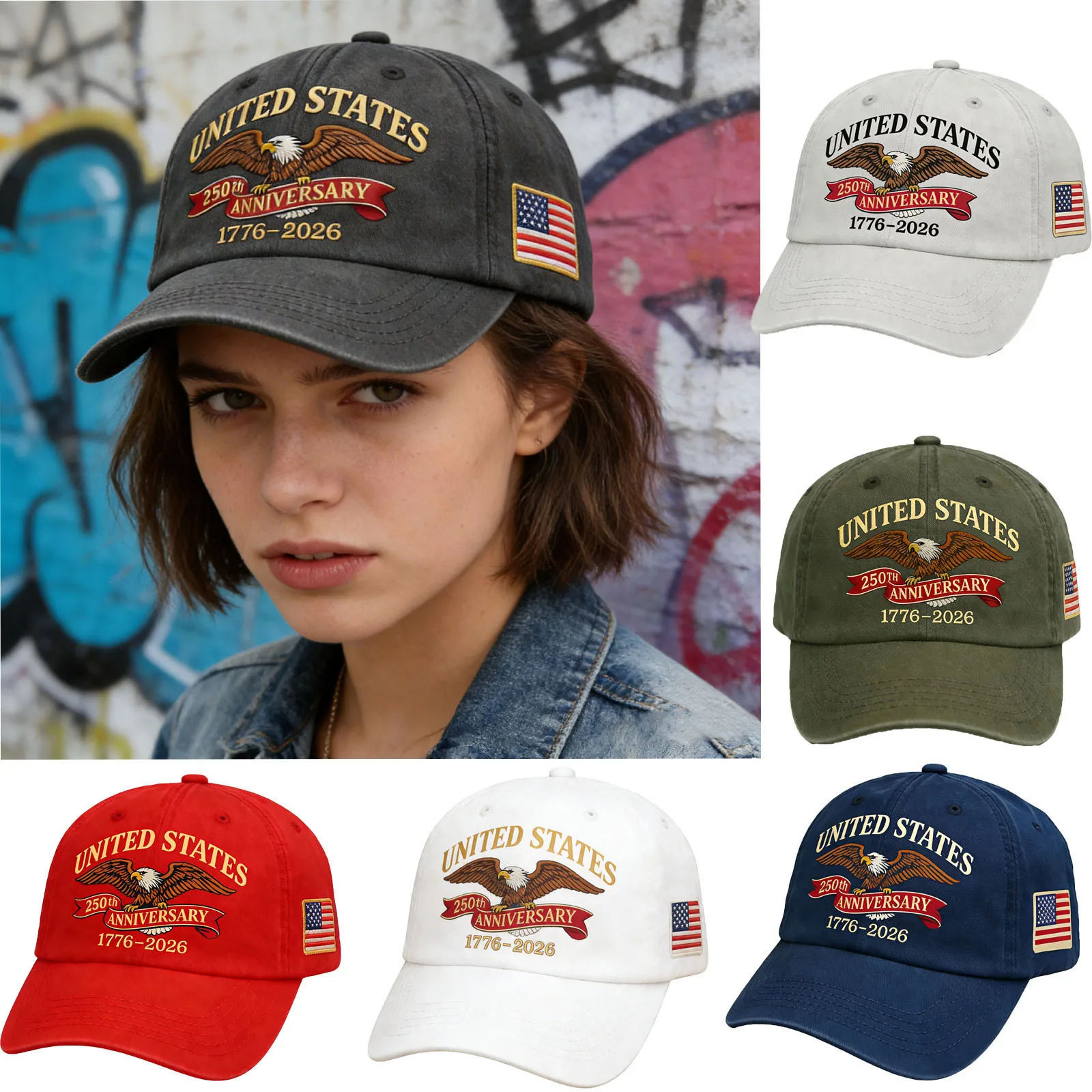 

American Flag Cap Meaningful Eagle Embroidered Cap Commemorative Baseball Cap Usa Anniversary Hat For Milestone Casual