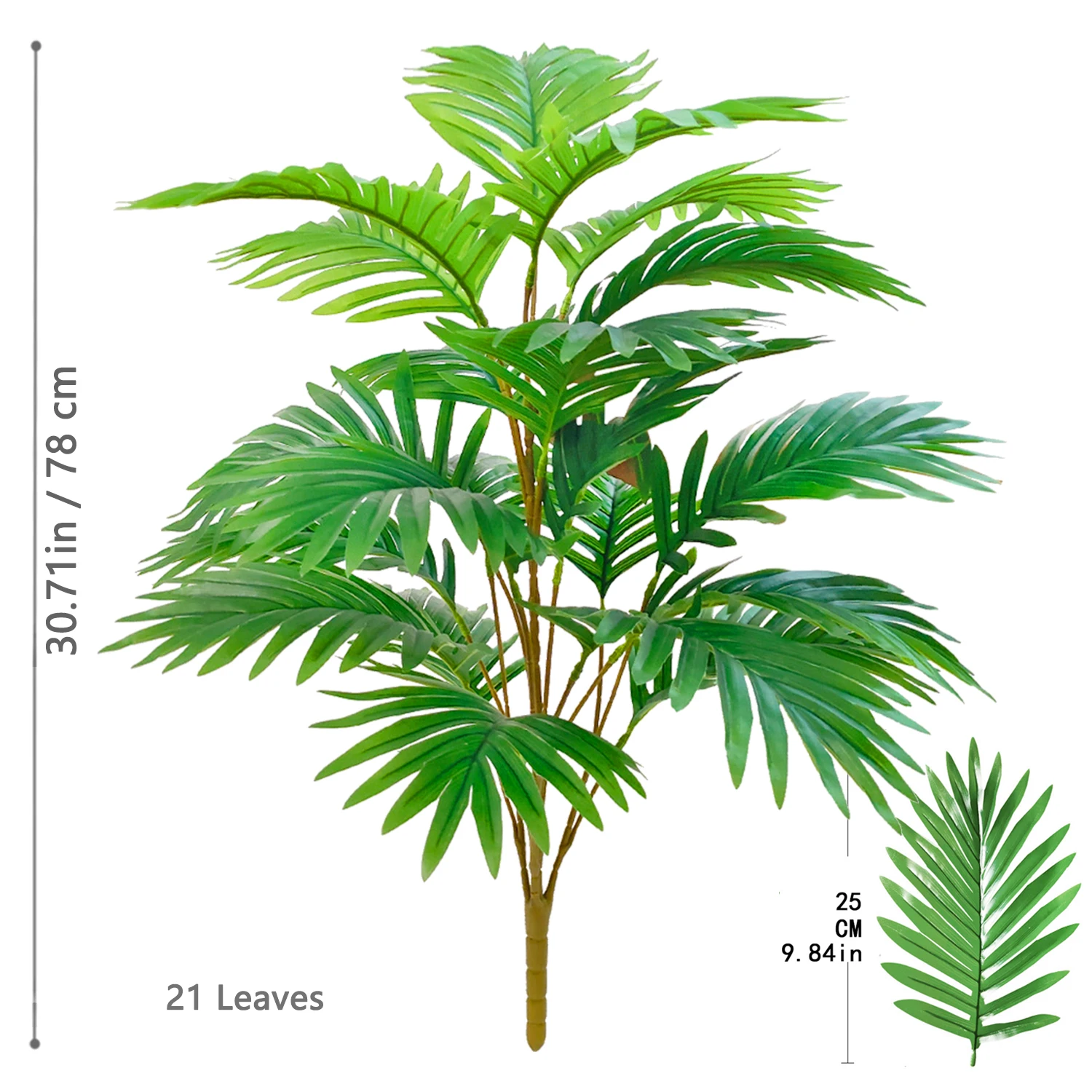 NONE 68–145 cm (57 Zoll) künstlicher Palme, tropische Kunstpflanze, grüne Kunststoff-Palmenblattzweige, geeignet für die Dekoration von Hausgarten 9
