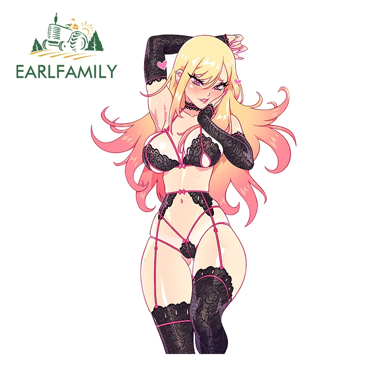 EARLFAMILY 13cm × 8.4cm Hentai Mary Kitagawa Anime Car Stickers Sexy Black Silk Suit Girl Design Decal Skateboard Decoration