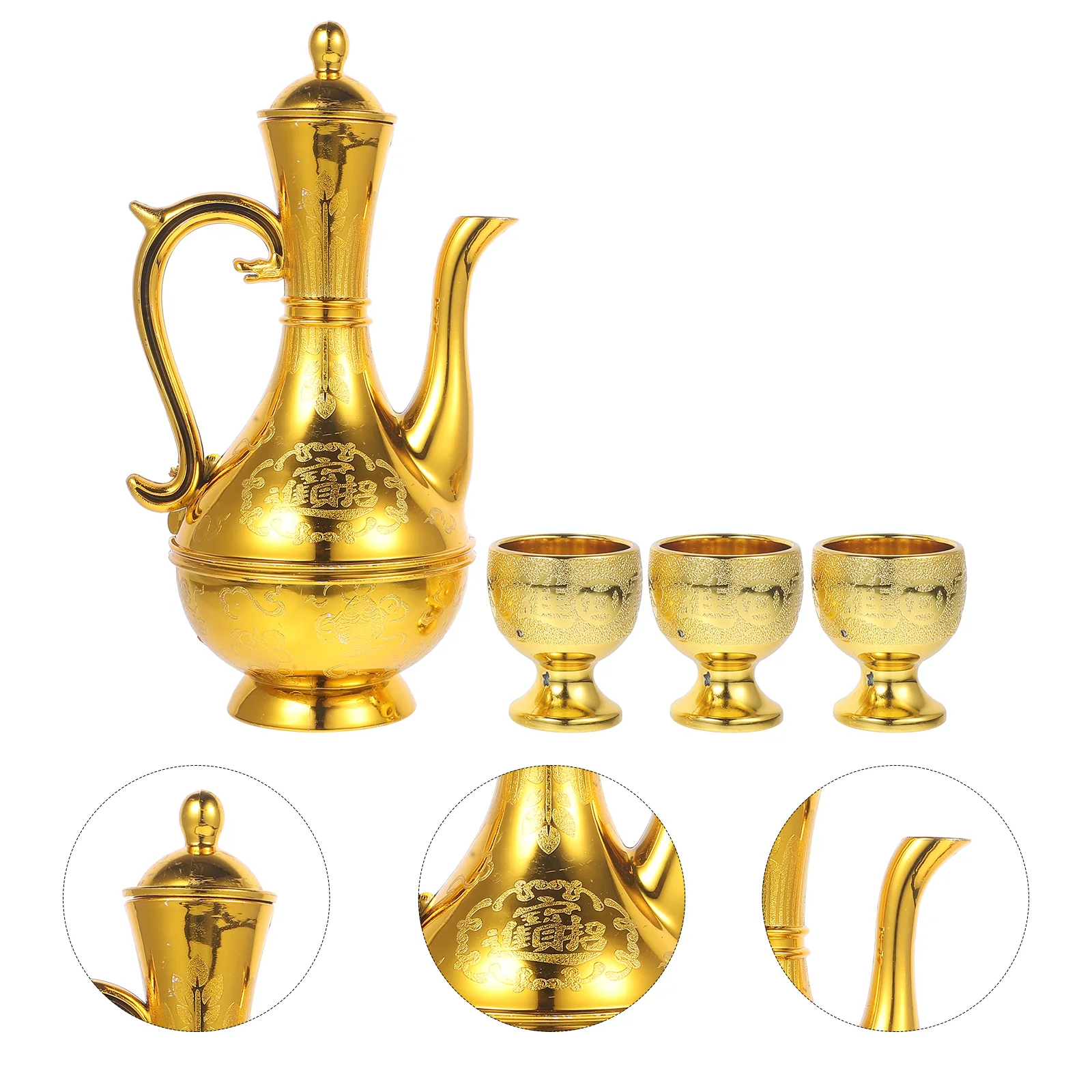 Vintage Decor Retro Attract Wealth Worship Cup Small Supply Desktop Ornament Set Altar Offering Bowl Golden for