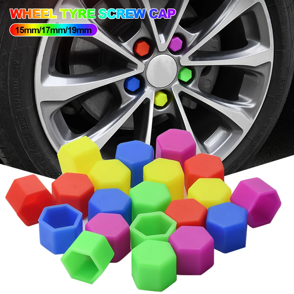 20Pcs 17mm 19mm 15mm Black Car Wheel Caps Bolts Covers Nuts Silicone Anti Rust Cover Auto Wheel Hub Protectors Styling Screw Cap