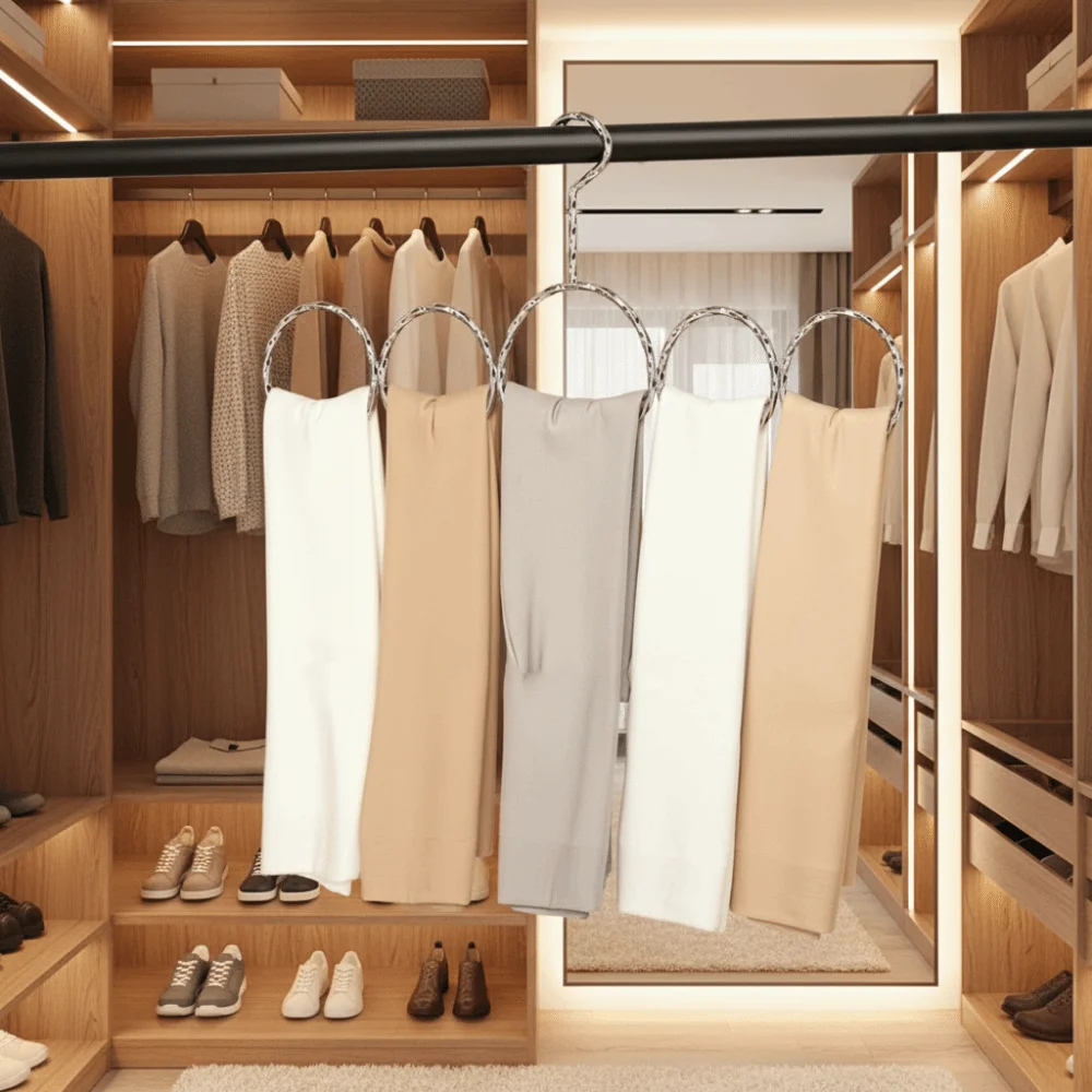 

2 шт. вешалка для шарфов с 5 петлями, нескользящая, не зацепляет ткань, органайзер для галстуков, экономия места, из высокоуглеродистой стали, стойка для ремней