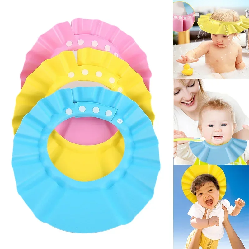 Baby Shower Caps Shampoo Cap Wash Hair Kids Bath Visor Hats Adjustable Shield Waterproof Ear Protection Eye Children Hats Infant