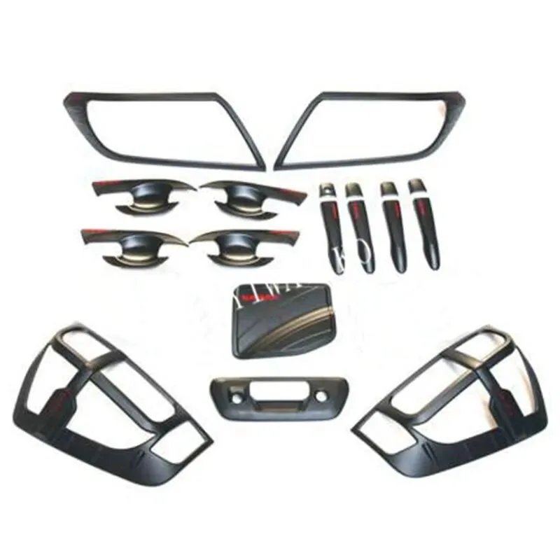 MATTE BLACK HANDLE BOWL HEADLAMP TRIMS COVERS CHROMIUM STYLING FIT FOR NISSAN NAVARA NP300 EXTERIOR LIGHTS COVER ACCESSORIES