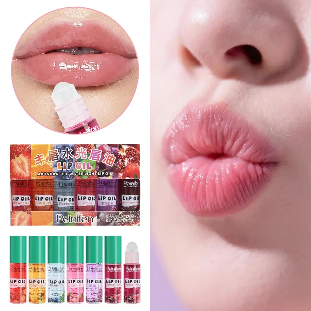 ชุดลิปบาล์มกลิ่นผลไม้ 6 ชิ้น ลิปกลอสเนื้อน้ำ ลิปออยล์ ลดเลือนริ้วรอยริมฝีปาก บำรุงริมฝีปากให้อวบอิ่ม ชุดดูแลความงามสำหรับริมฝีปากให้ชุ่มชื้น