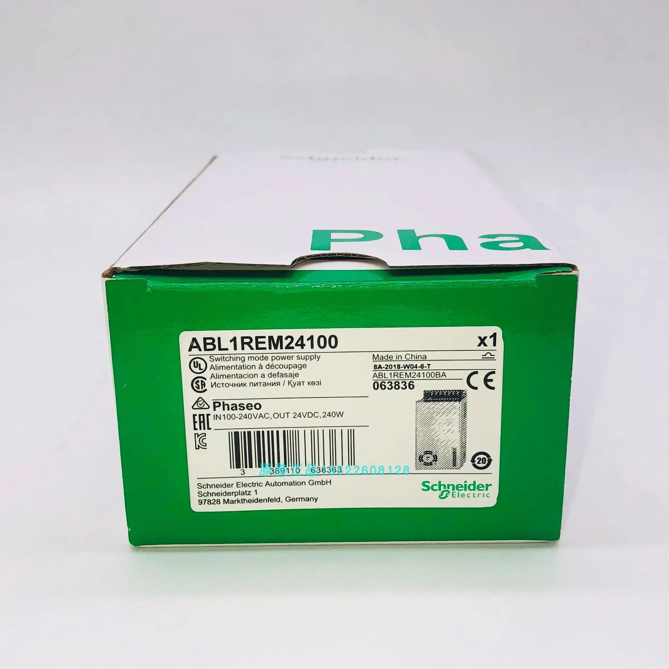 

ABL1REM24100 Original Authentic Single Phase Switching Power Supply, 24VDC, Fiberglass, 240w