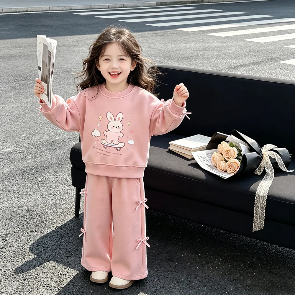 2026 Neues Baby-Mädchen Frühlings- und Herbst-Set Neues Kinder-Freizeitset mit Langarm-Cartoon-Hoodie und Hose Zweiteiliges Set 100-140 – Detail 18