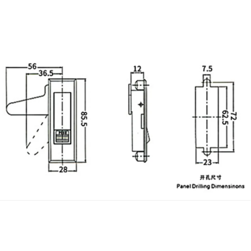 Power Distribution Box Electric Cabinet Bounce to unlock Handle Lock Equipment Control Cabinet Door Handle Button Bounce Locks