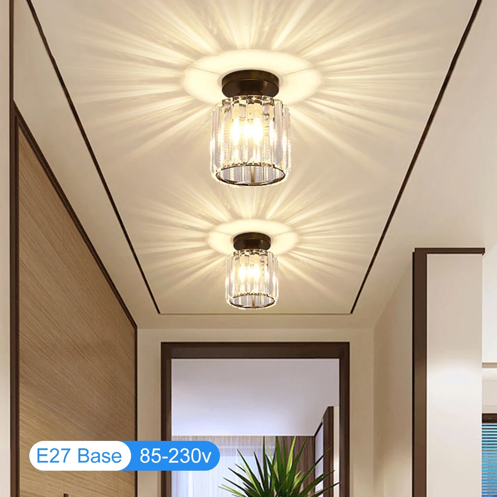 3 LED Bulb Modern Crystal Chandelier E27 Socket Bedroom Ceiling Lamp Hanging Lamp for Living Room Bedroom Kitchen Hallway