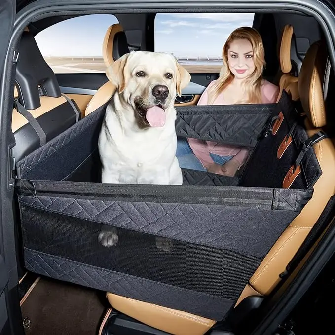Black Dog Car Seat Cover For Large Medium SUV Truck Pets Hammock Mattress Print Animal Pet Backseat Extender Bed For Cats