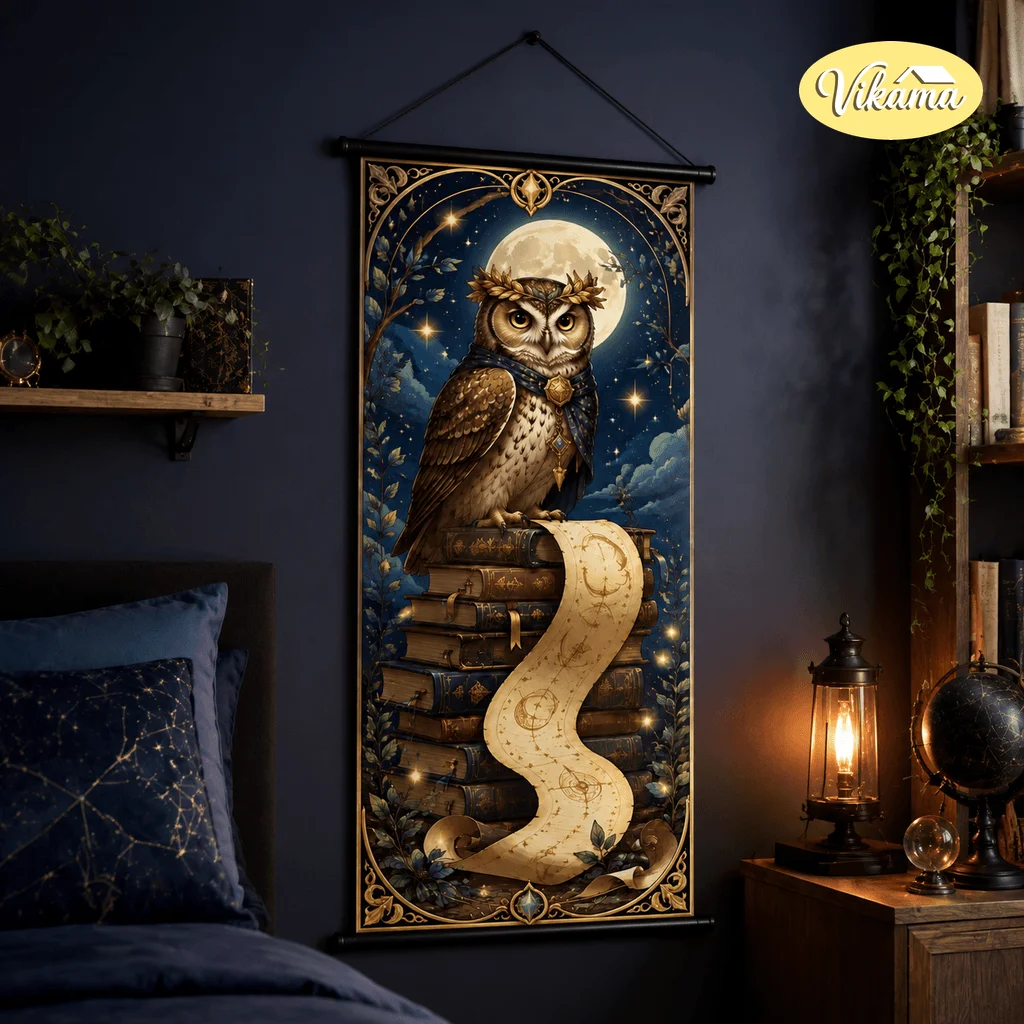 VIKAMA Magical Academy Anime Tapestry Wall Hanging Starry Book Library Girl Fantasy Wall Art for Bedroom Home Decor Dorm