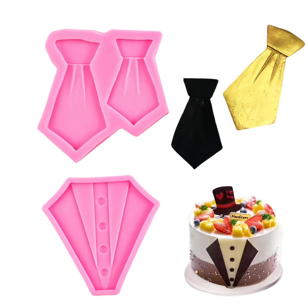 Tie Bows Suits Silicone Moulds DIY Wedding Fondant Molds Cake Decorating Tools Candy Clay Resin Chocolate Gumpaste Form