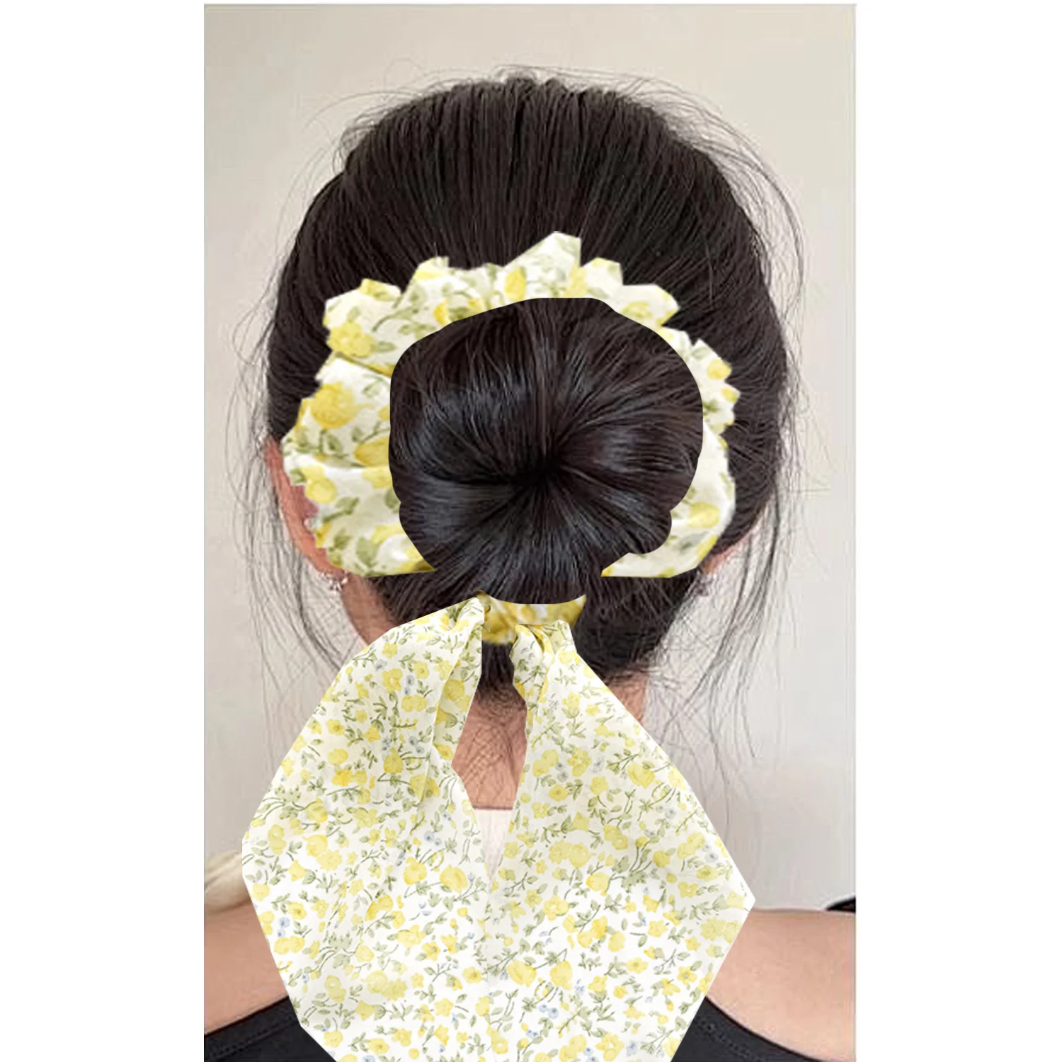 Flower Dot Ribbon Hair Scrunchies Headband For Women Ponytail Chiffon Fabric Bow Hair Ties Korean Hairband Hair Accessories