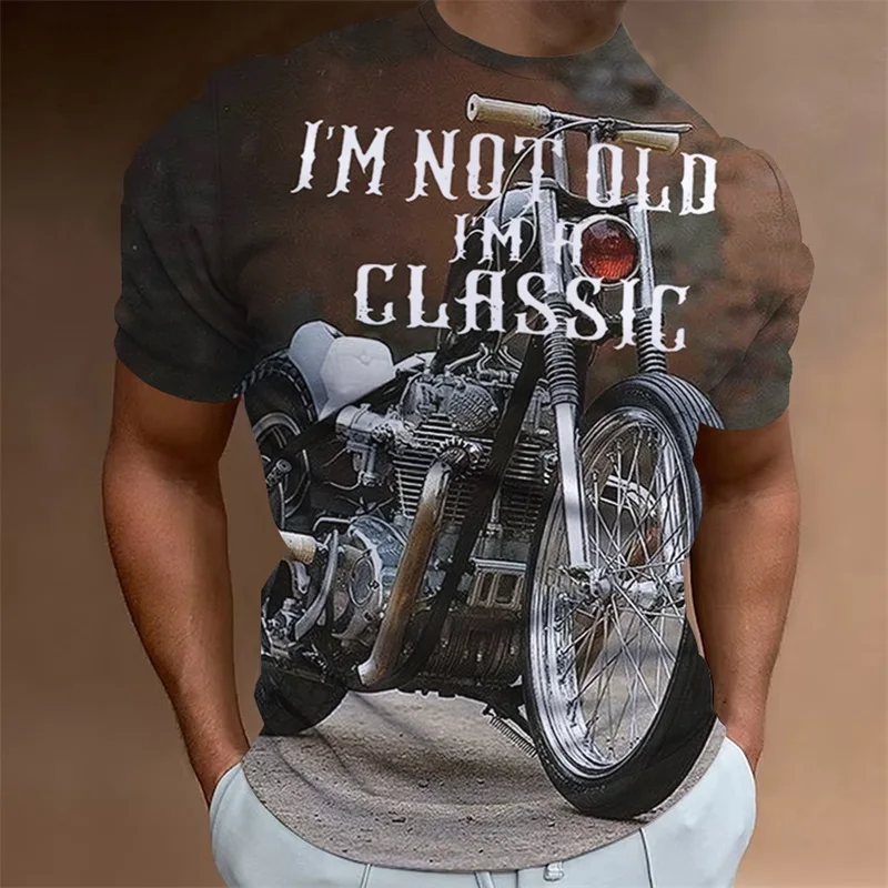 Men Vintage T Shirt 3d Print Retro Motorcycle T-shirts Tops Summer Oversized Motor Racing T-shirt Streetwear Mens Clothes