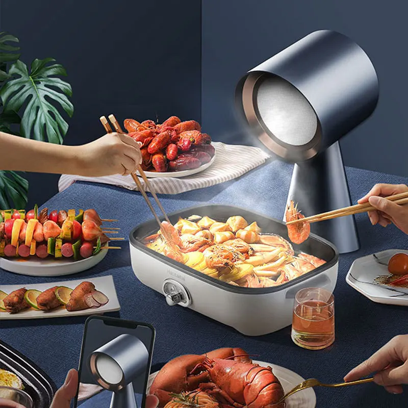 Household Installation Free Mini Desktop Range Hood Kitchen Exhaust Hood Oil Fume Cooker Decomposition Purifier