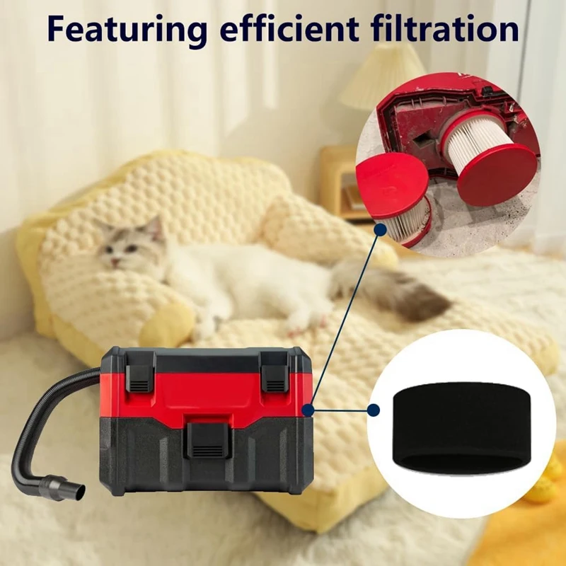 【Berserkk】2 упаковки вакуумных фильтров для Milwaukee 49-90-1900 M18 M12 Fuel + 2 упаковки губчатых фильтров, замена HEPA 49-90-2015