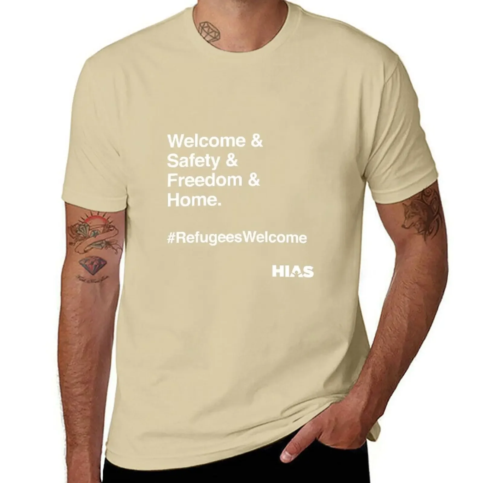 Welcome & Safety & Freedom & Home HIAS Ampersand T-Shirt Shirts Graphic Shirts Graphic Tee Plain T Shirts Men