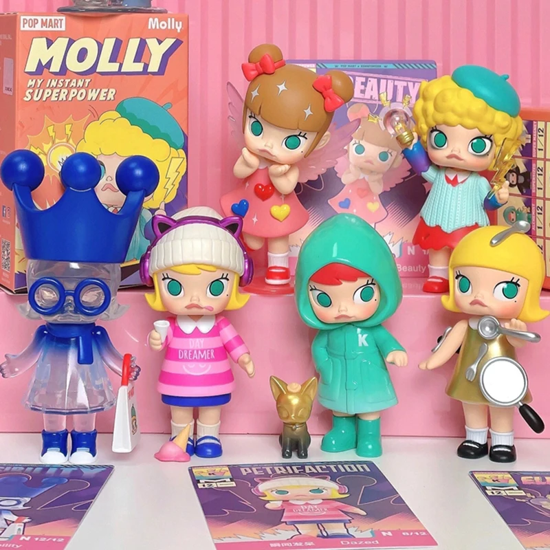 Pop Mart Molly Blind Box Instantaneous Superpowers Series Figure Cartoon Mysterious Surprise Box Guess Bag Toy Doll Kids Gift