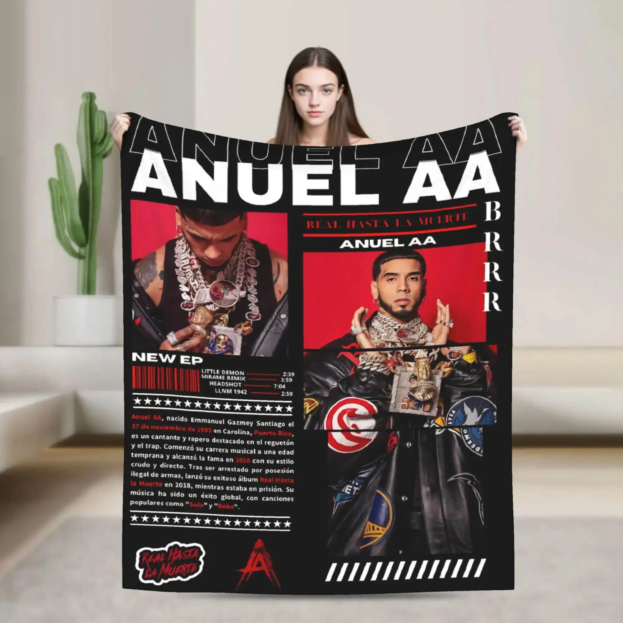 

Anuel AA Rhlm Album Super Soft Plush Blanket for Travel Bedding Sofa Comfortable Flannel Throw for Living Room or Bed Cover