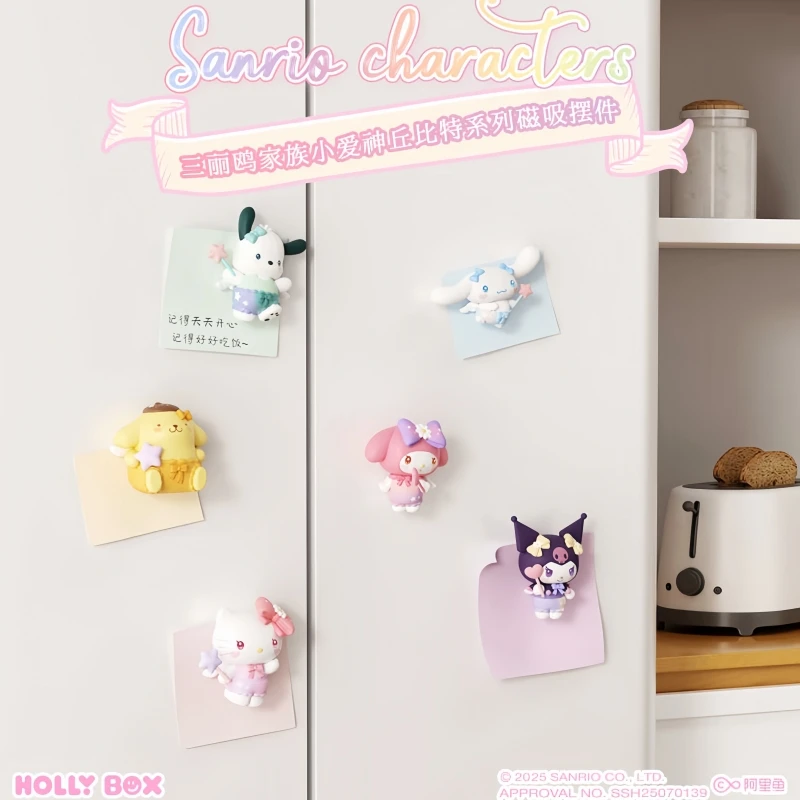 

Sanrio подлинная магнитная фигурка маленького Купидона, наклейка на холодильник, милый декор в виде Бога любви, магнитный орнамент ручной работы, подарок