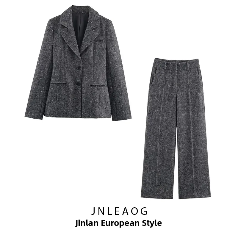 JNLEAOG Autumn New Women's Fashion Suit Set Long Pants Mixed Short Skirt Style Hemline Versatile Design Polyester Long Sleeve