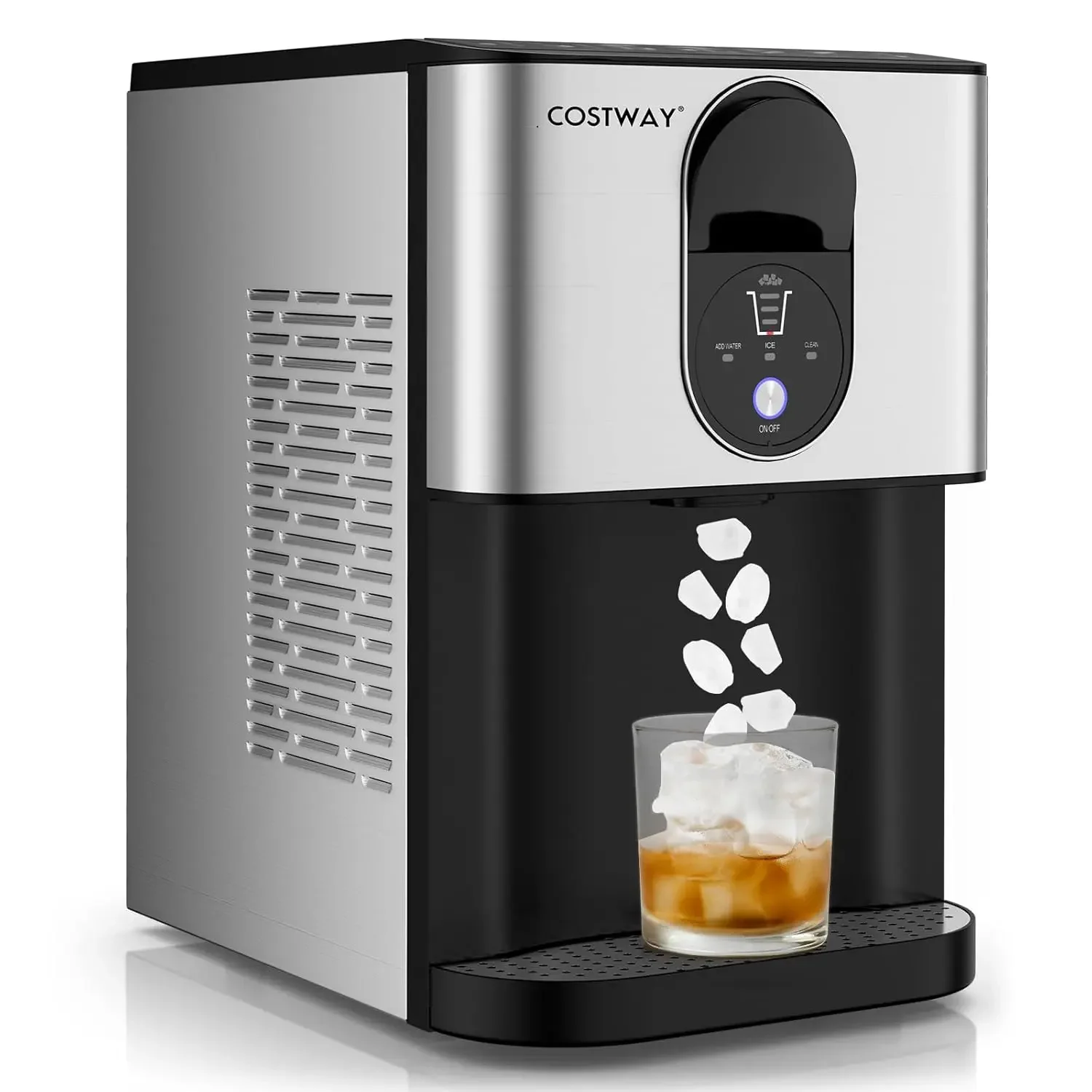 

COSTWAY Self Dispensing Nugget Ice Maker Countertop, 56 Lbs/24H Soft Chewable Ice, Pebble Ice Maker with Self