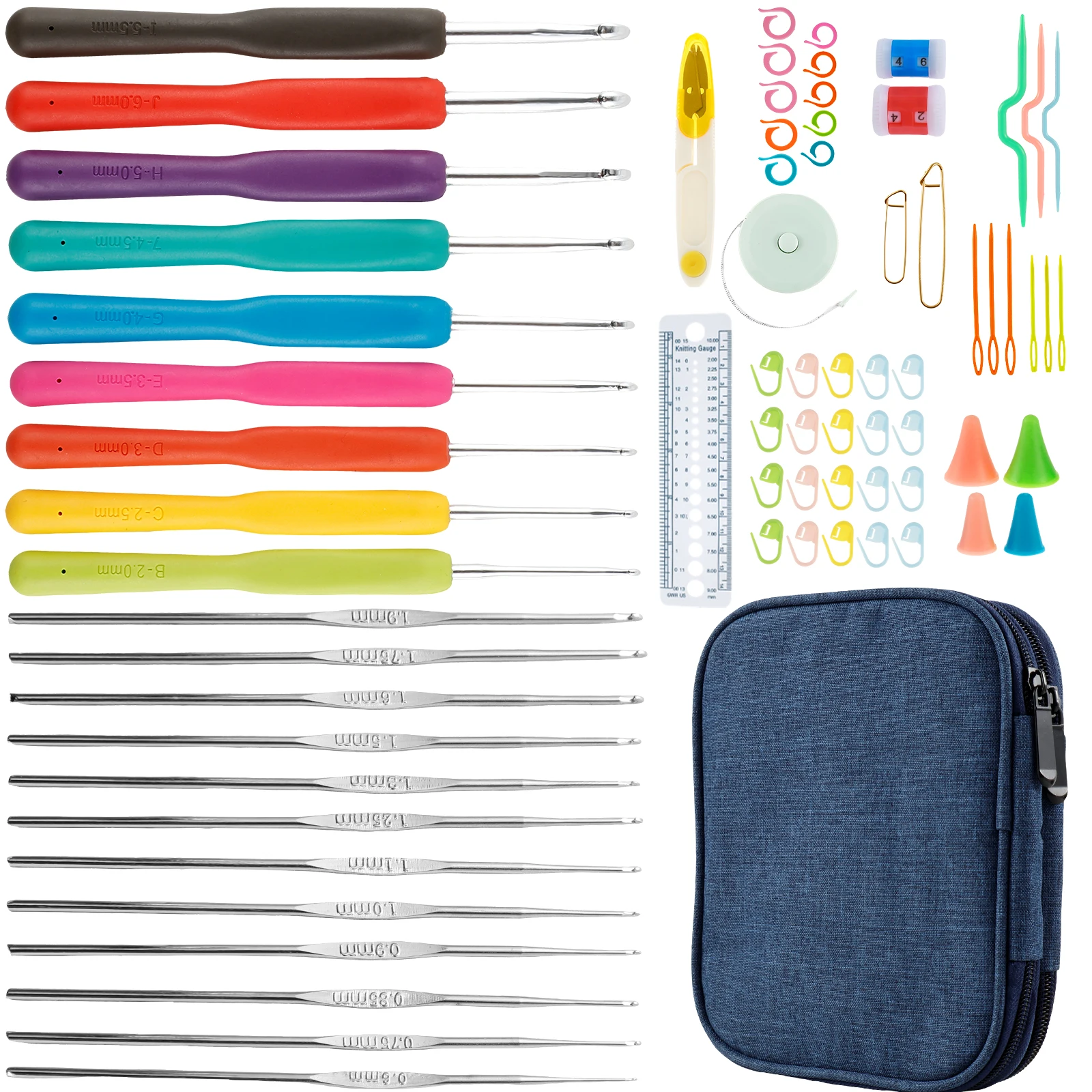 72/144Pcs Crochet Hooks Set 2mm to 6mm Soft Grip Ergonomic Crochet Needles Set with Storage Case for Beginners Crochet Lovers