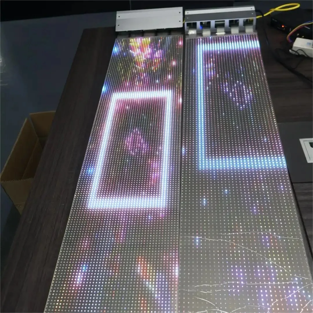 تركيب سريع P16 شاشة شفافة LED مرنة 2.5 مم للإعلان عن مركز التسوق #6