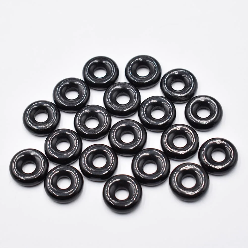 Naturstein Quarzkristall Tigerauge Opal Türkis Kreis 15mm Donut-Anhänger für DIY-Schmuckherstellung Halskette 26 Stück – Detail 7