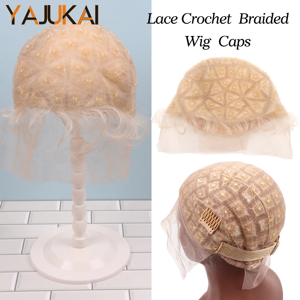 Double Full Lace Crochet Wig Caps With Natural Knots And Baby Hair Crochet Braids Wig Cap With Hair Comb Glueless 113 Knots