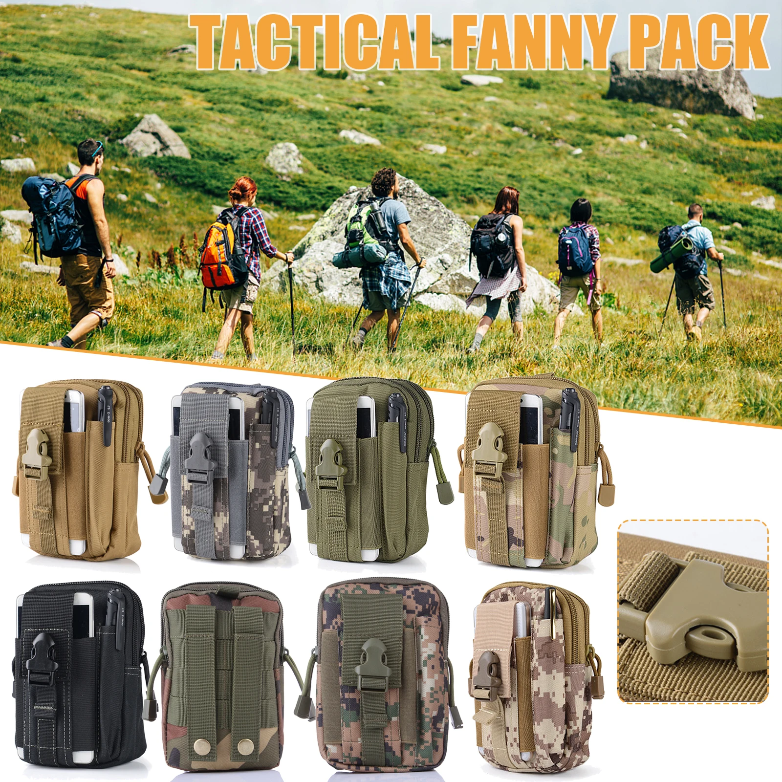 Mobile Phone Case Pouch Waist Bag Waterproof Nylon Multifunction Casual Men Waist Pack Male Small Bag