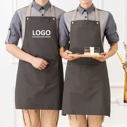 Customized Apron Logo Nail Beauty Hair Salon Restaurant Kitchen Aprons Barista Chef Waiter Canvas Work Mandiles for Women Men