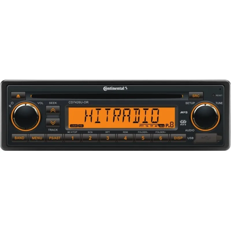 TLF Continental 24V Radio-CD RDS USB MP3 WMA Oranje achtergrondverlichting VDO CD7426U-OR