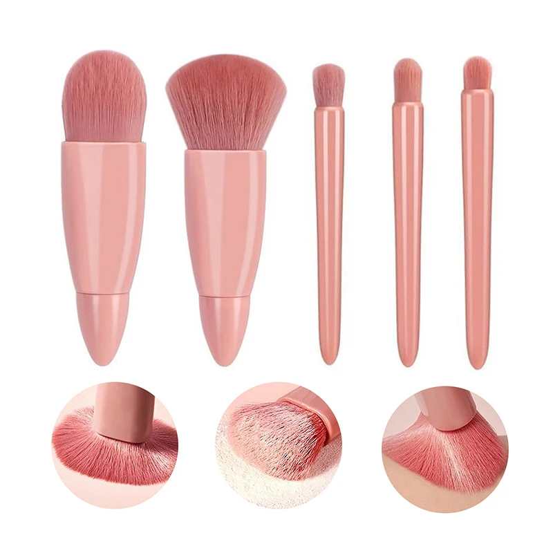 5Pcs/Set Makeup Brush Set Portable Makeup Brush Mini Foundation Brush Eyeshadow Brush Set Fiber Soft Makeup Brush Ladies Makeup