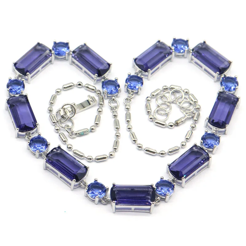 

16x8 мм 28,8 г Jzaza многоцветный зеленый перидот синий аквамарин морганит фиолетовая шпинель свадебное женское серебряное ожерелье 20-21 дюймов