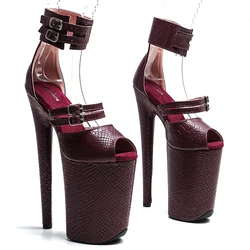 Leecabe 23CM / 9inches Snake PU Upper Trend fashion Platform High Heels slipper Sandals Pole Dance shoes