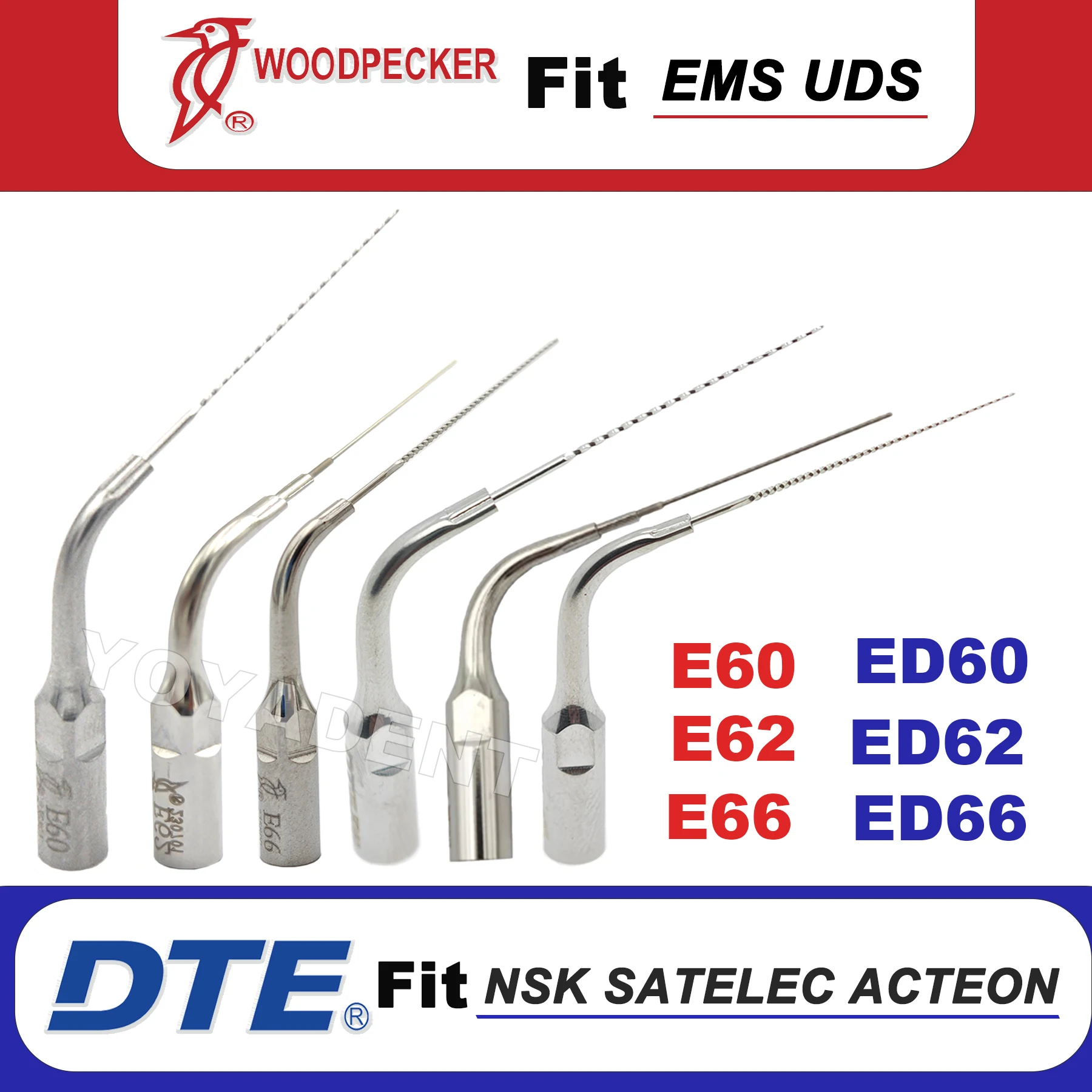 Woodpecker DTE Dental Root Canal Irrigation Tips Ultrasonic Scaler Tips Fit EMS UDS NSK SATELEC ACTEON Scaler E60ED60E62ED62E66