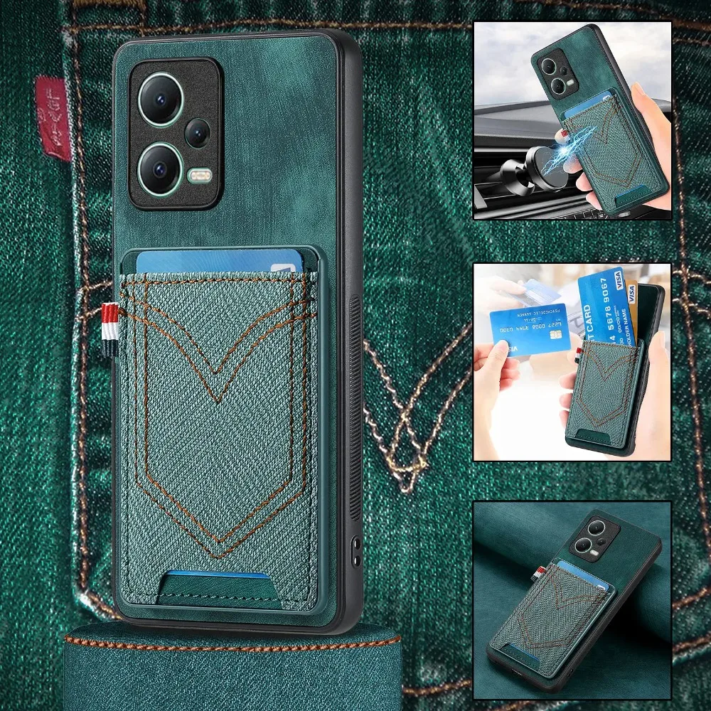 

Magnet Case For Xiaomi POCO X6 M6 X5 F5 F4 F3 X4 X3 GT NFC M4 M3 Pro M5S C65 C40 Cloth Fabric Leather Silicone Back Case Cover