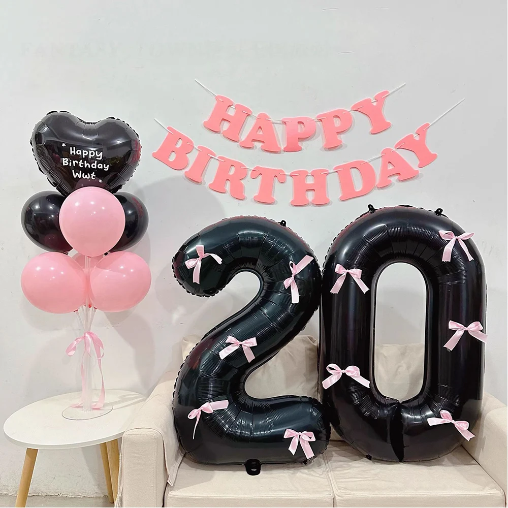 Aluminum Film Number Balloons Photo Props Black Balloons Outdoor Birthday Party Supplies INS Style Cute Number Shape Balloons