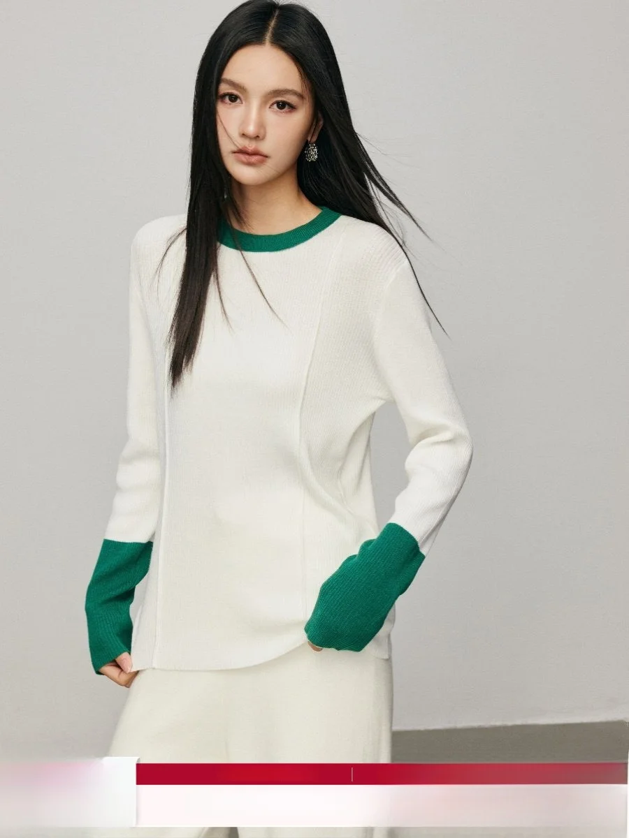 

Вязаный топ Chill Zoe Color Blo с длинными рукавами, универсальный, на весну-зиму, новый дизайн, из полиэфирного волокна, с круглым вырезом