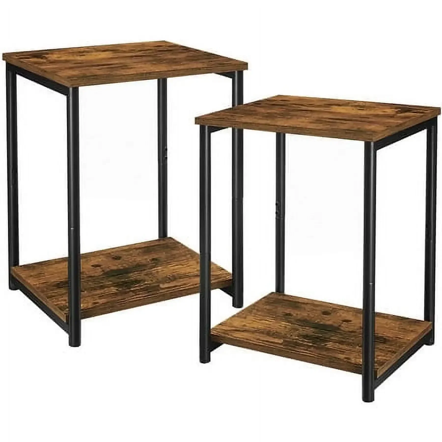 

Side Tables Set of 2 Small End Table Nightstand for Living Room Bedroom Rectangle Brown and Black