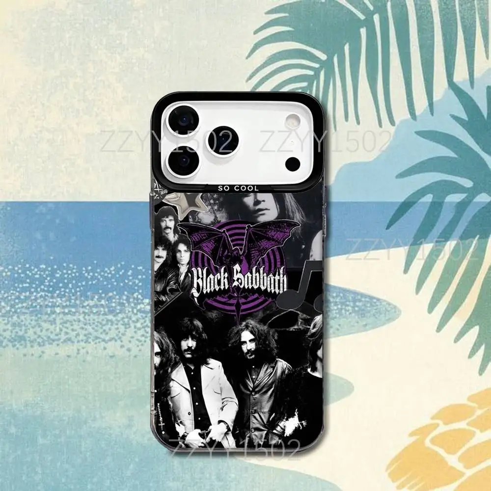 حافظة هاتف B-BlackS S-Sabbath Paranoid لهاتف iPhone 17,16,15,14,13,12,X,8,Pro,Max,Plus,SE4,Air, Mini HD Black IMD Matte