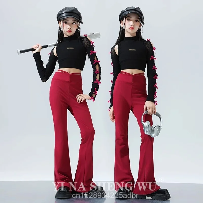 مجموعة رقص الهيب هوب للأطفال البنات Street K POP أزياء أداء رقص الجاز المنافسة الزي الموسيقى مهرجان المرحلة السراويل زي