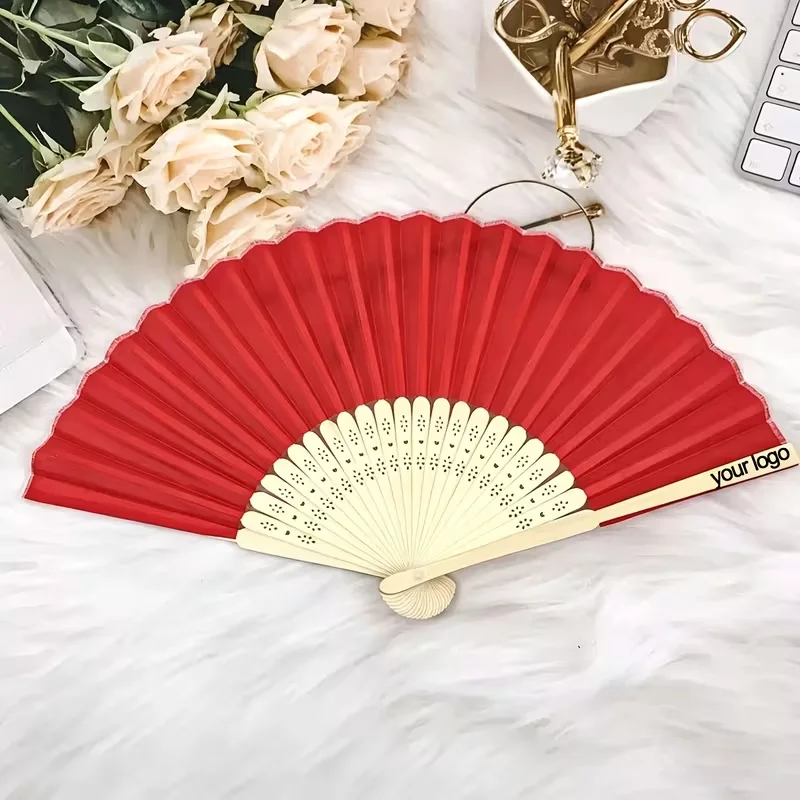 5Pcs/15Pcs/25Pcs/35Pcs Custom Personalized Bamboo Gift Fans, Red Cloth Fans with Bamboo Ribs and Cloth Surface, Wedding Return Gift Fans, Student Gifts, Christmas Gifts, Holiday Birthday Gifts, Summer Beach Folding Fans, Party Favors, Fashionable Gifts, Holiday Decorations, Durable Materials, Event Souvenirs, Chinese-Style Decorative Folding Fans, Anime Cosplay Decorations, Unisex