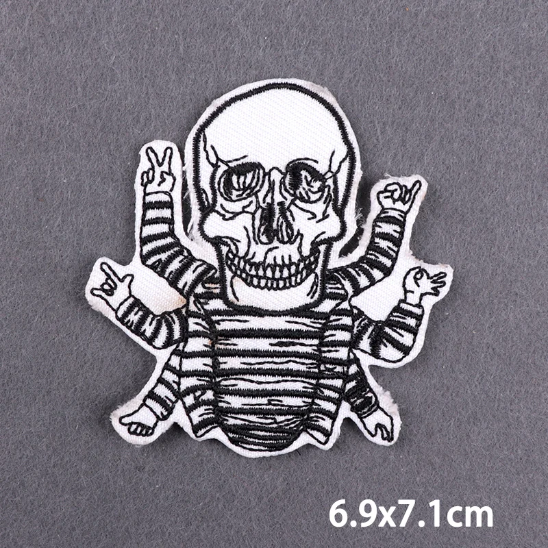 Cool Mask Iron On Patches For Clothing Punk Embroidery Patch Fusible Patch Sewing Patches Embroidered Hands Badges DIY